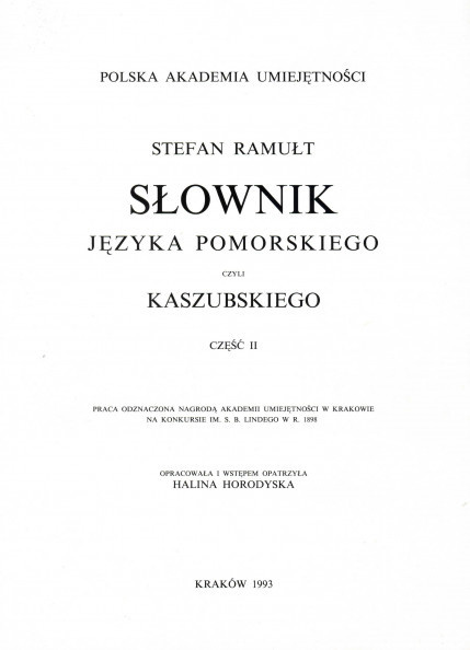 Słownik języka pomorskiego czyli kaszubskiego. Część II Słownik języka pomorskiego czyli kaszubskiego. Część II