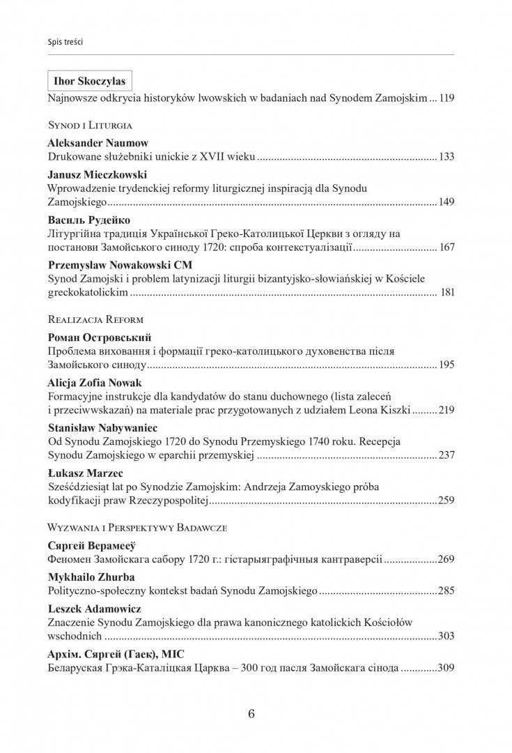 Dziedzictwo synodu zamojskiego 1720 - 2020. Wyzwania i perspektywy Dziedzictwo synodu zamojskiego 1720 - 2020. Wyzwania i perspektywy