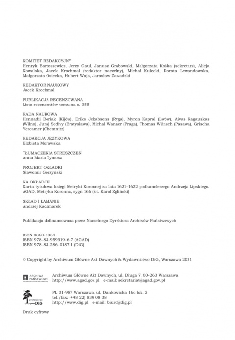 Miscellanea Historico-Archivistica, Tom XXVIII 2021 Miscellanea Historico-Archivistica, Tom XXVIII 2021