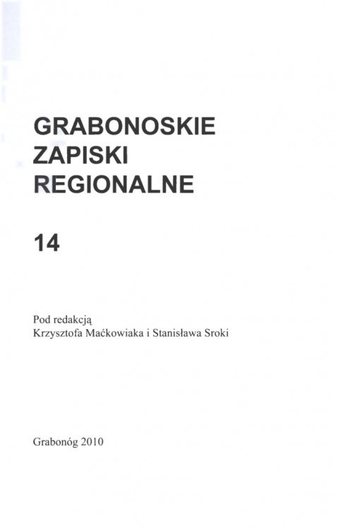Grabonoskie Zapiski Regionalne nr 14 Grabonoskie Zapiski Regionalne nr 14