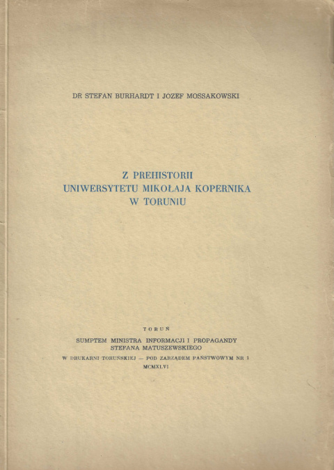 Z prehistorii Uniwersytetu Mikołaja Kopernika w Toruniu