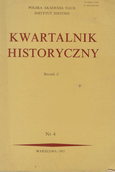 Kwartalnik historyczny. Rocznik C. Nr 4 jubileuszowy Kwartalnik historyczny. Rocznik C. Nr 4 jubileuszowy